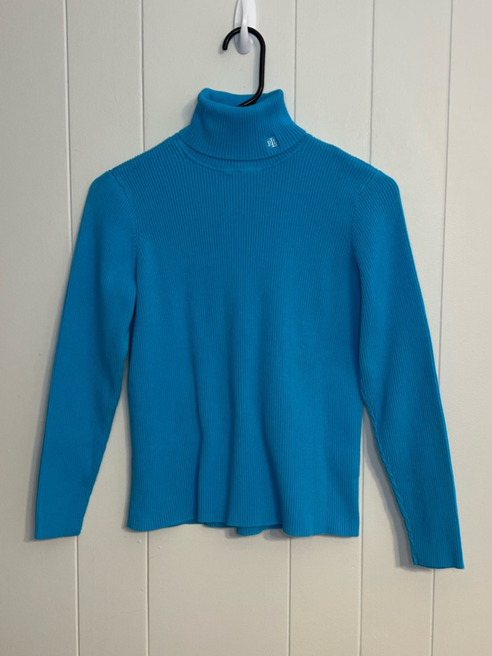 Lauren Ralph Lauren turquoise blue‎ ribbed turtleneck Size M